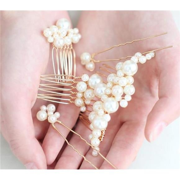 YERTTER Bohemian Vintage Pearls Jewelry Set Hair Comb Wedding Hair Accessories main image 6